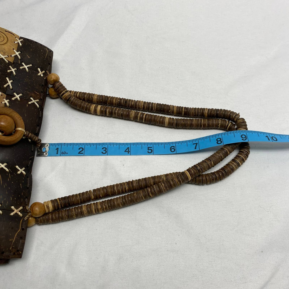 Handmade Coconut Shell Patchwork Handbag Tote Shoulder Beaded Strap - Picture 10 of 10